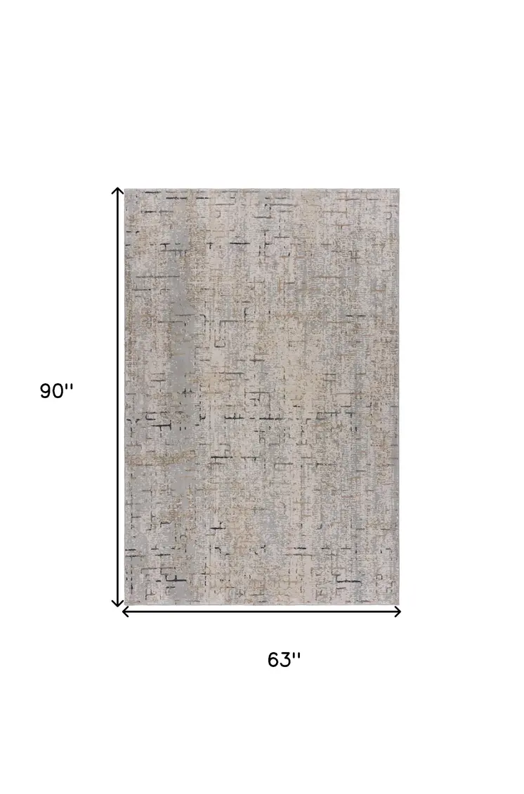 5' X 8' Cream Abstract Area Rug