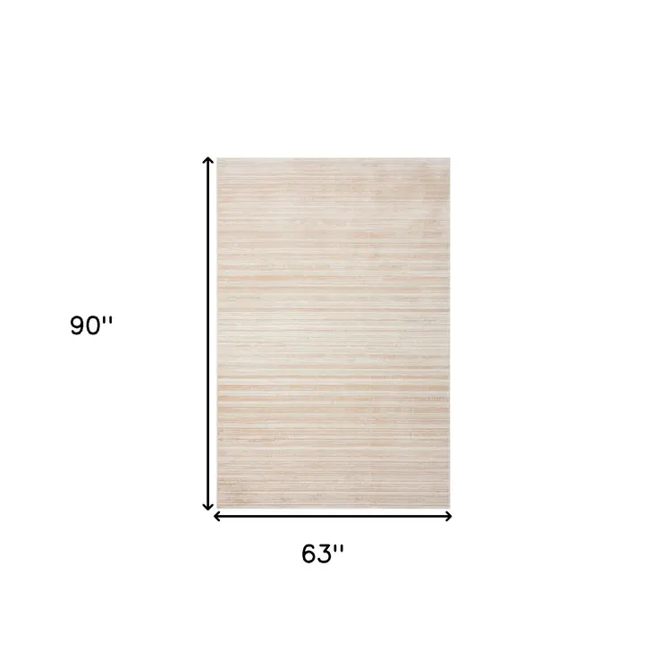 5' X 8' Beige Abstract Distressed Area Rug