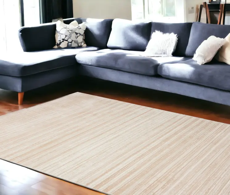 10' X 13' Beige Abstract Distressed Area Rug