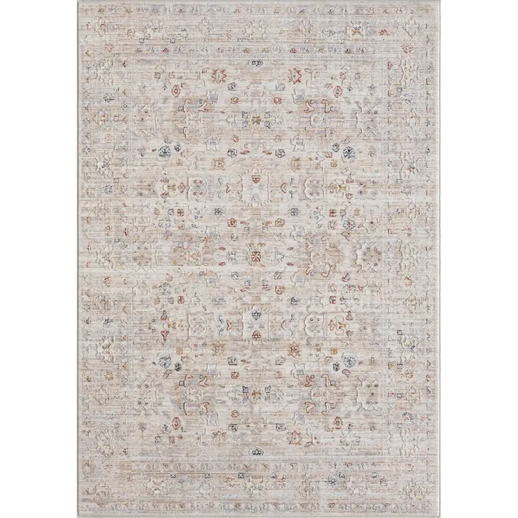 5' X 8' Beige Botanical Area Rug
