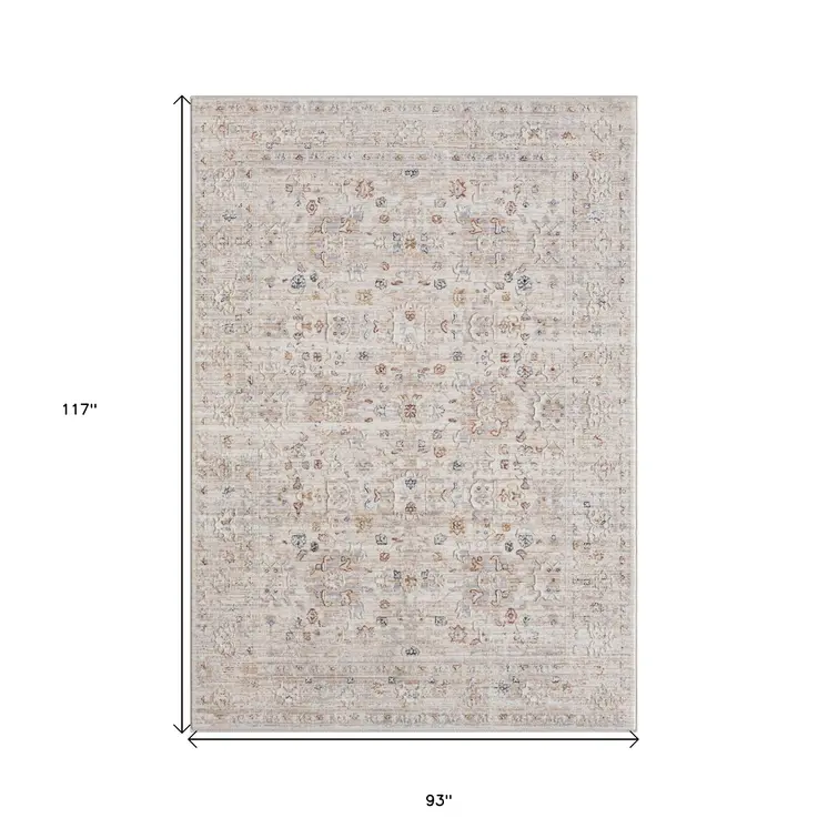 8' X 10' Beige Botanical Area Rug
