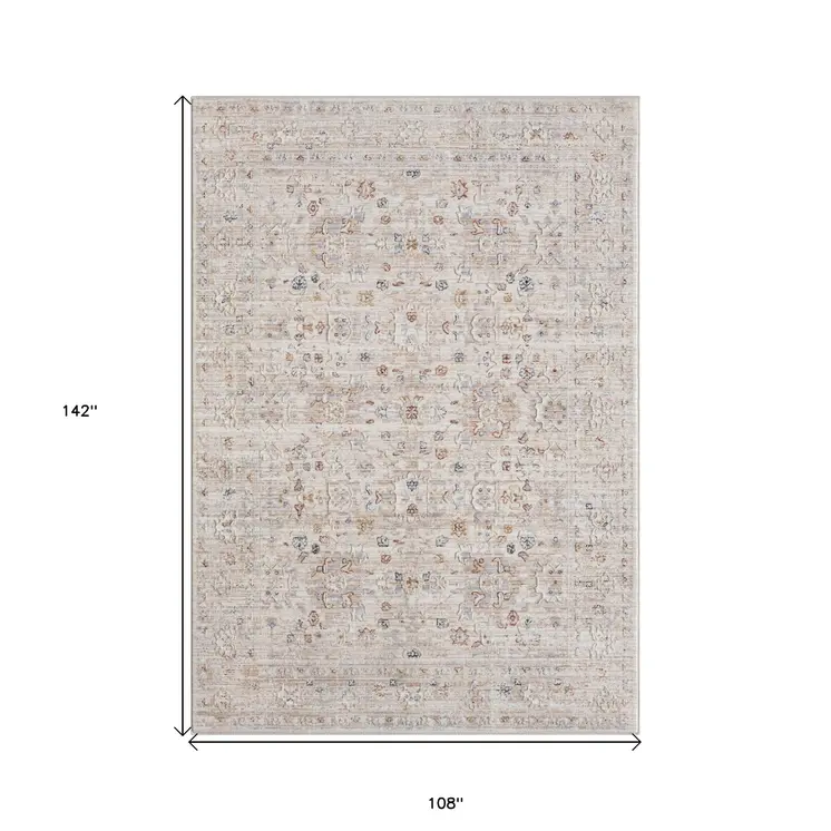 9' X 12' Beige Botanical Area Rug