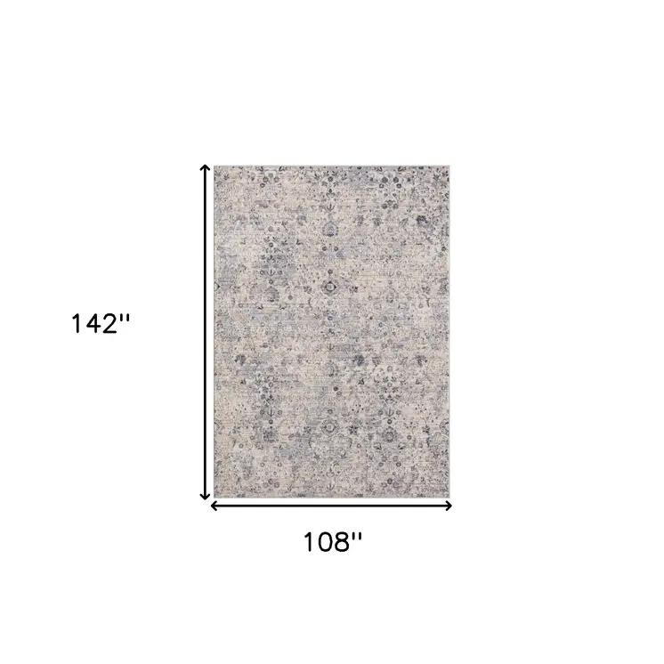 9' X 12' Gray Floral Area Rug