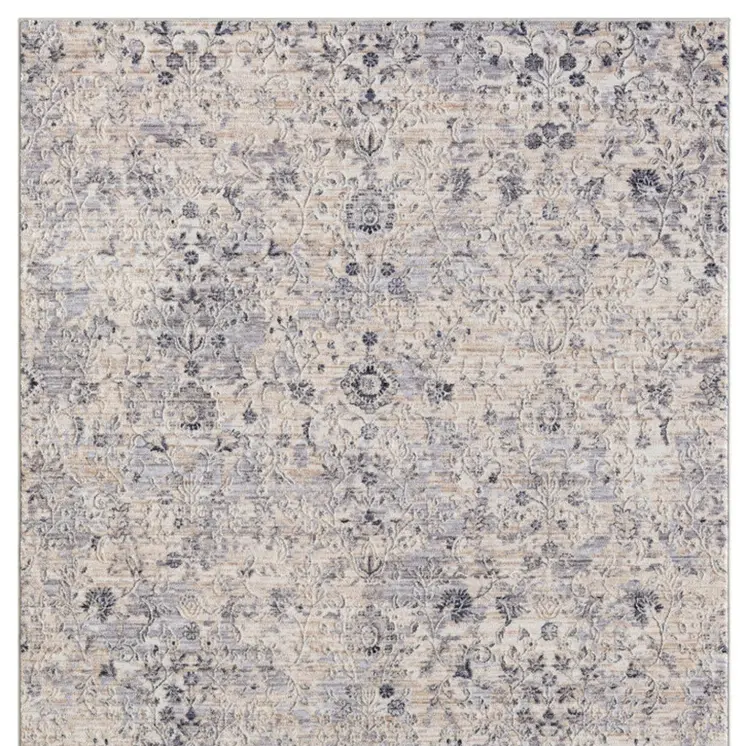 9' X 12' Gray Floral Area Rug