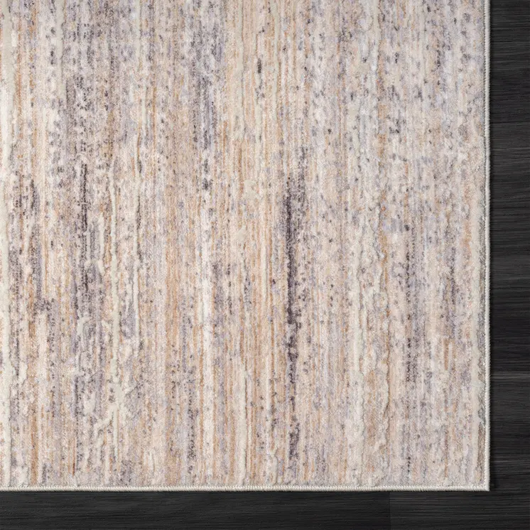 5' X 8' Beige And Gray Striped Area Rug