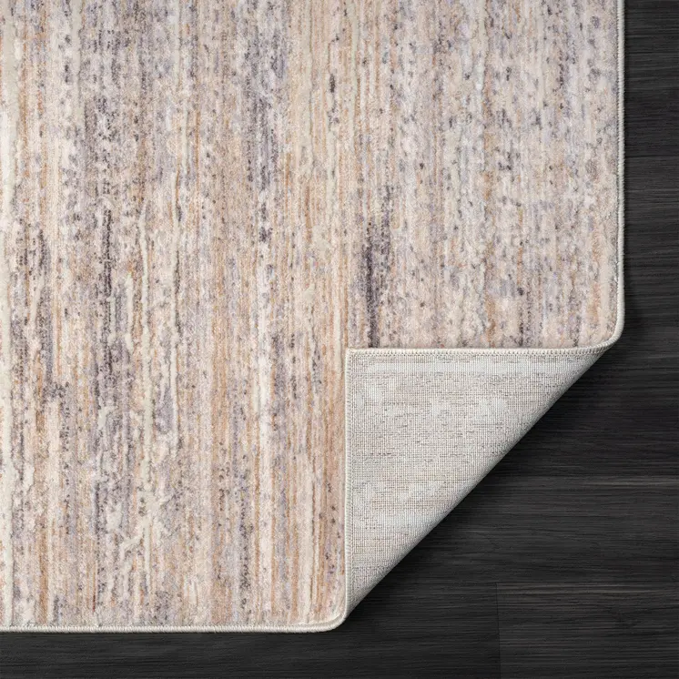5' X 8' Beige And Gray Striped Area Rug