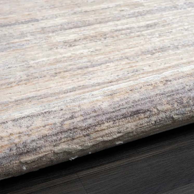 5' X 8' Beige And Gray Striped Area Rug
