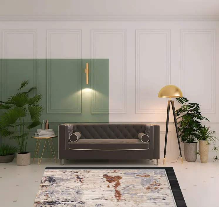 5' X 8' Beige Abstract Area Rug