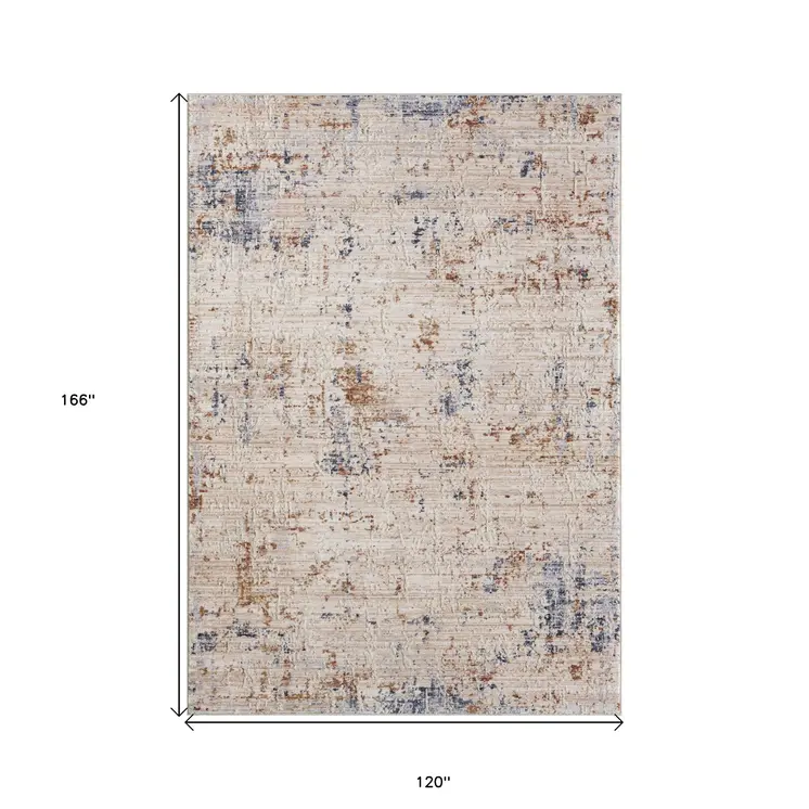10' X 14' Ivory And Blue Abstract Area Rug