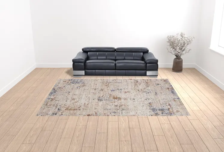 10' X 14' Ivory And Blue Abstract Area Rug