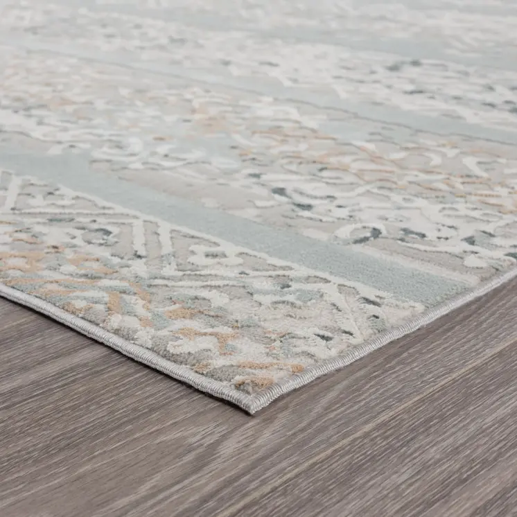 5' X 8' Blue Abstract Distressed Area Rug