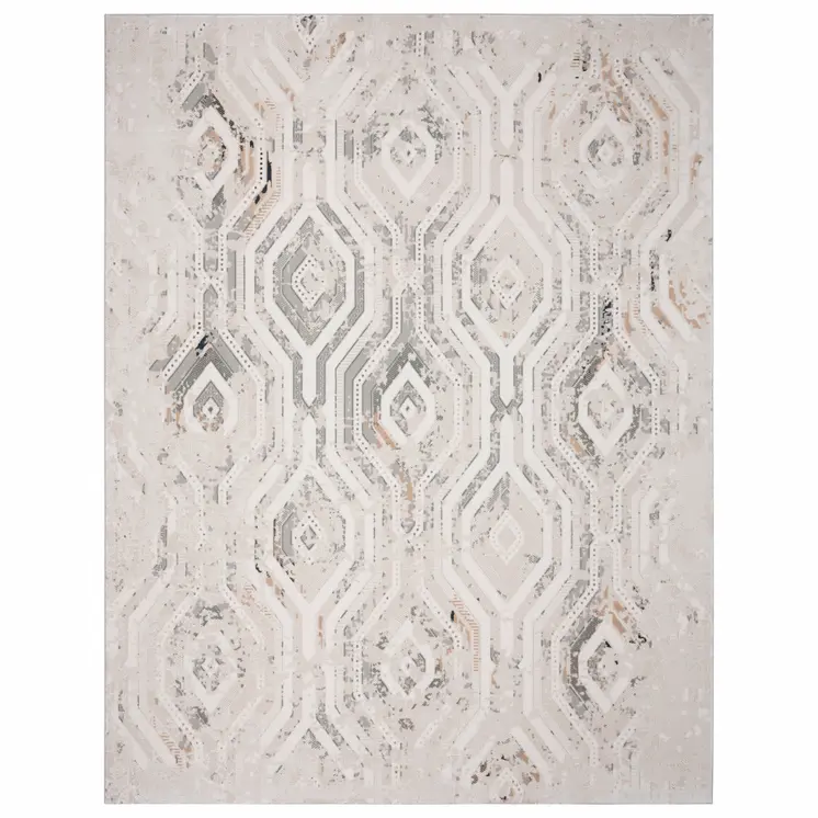 8' X 10' Cream Abstract Distressed Area Rug