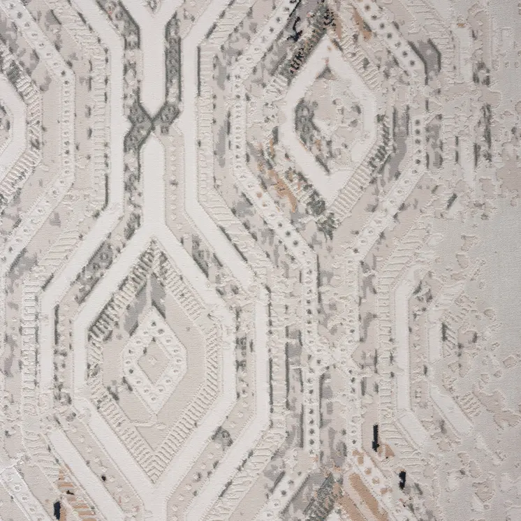8' X 10' Cream Abstract Distressed Area Rug