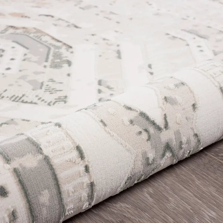 8' X 10' Cream Abstract Distressed Area Rug