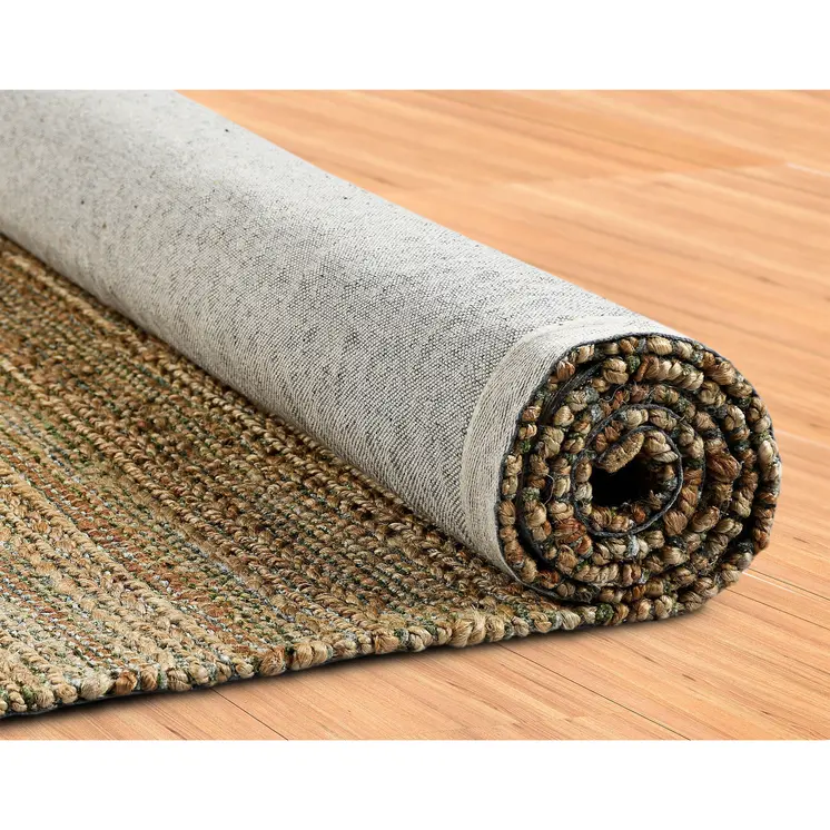 5' X 8' Green Abstract Hand Woven Non Skid Area Rug
