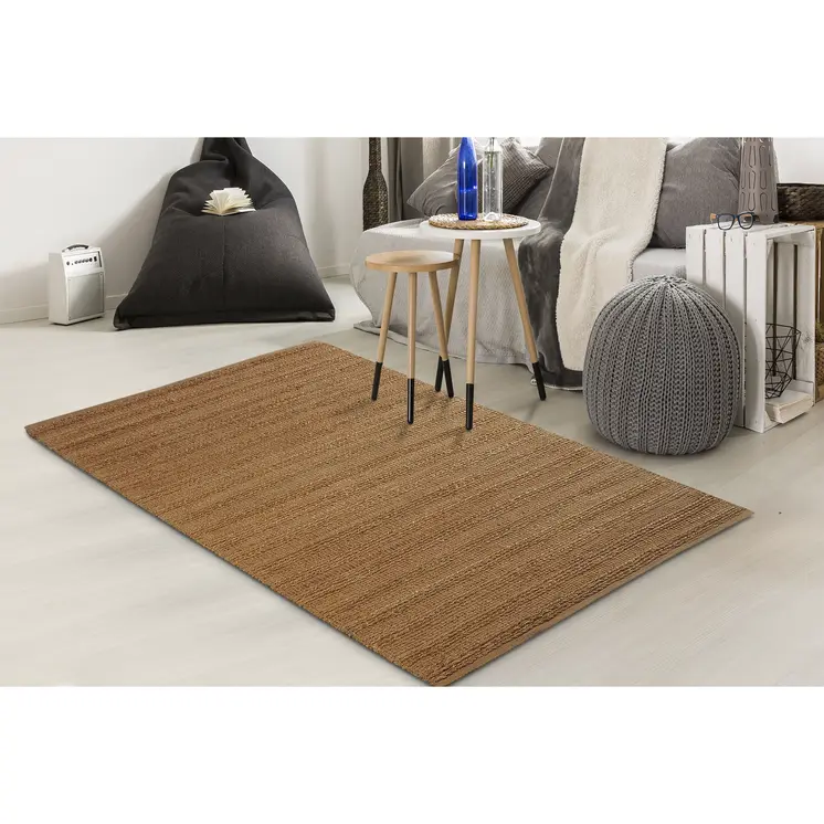 8' X 10' Beige Hand Woven Non Skid Area Rug