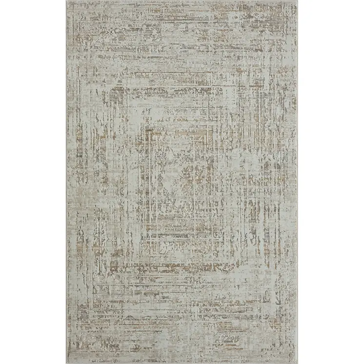 2' X 3' Beige Abstract Distressed Area Rug