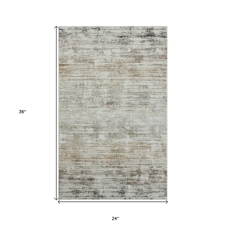 2' X 3' Gray Abstract Distressed Area Rug