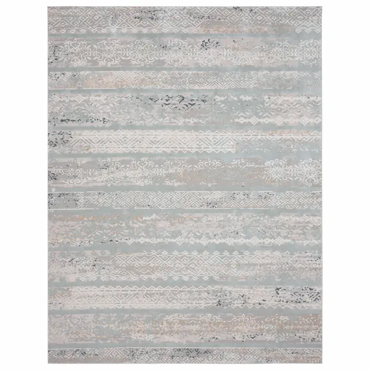2' X 3' Blue Abstract Distressed Area Rug