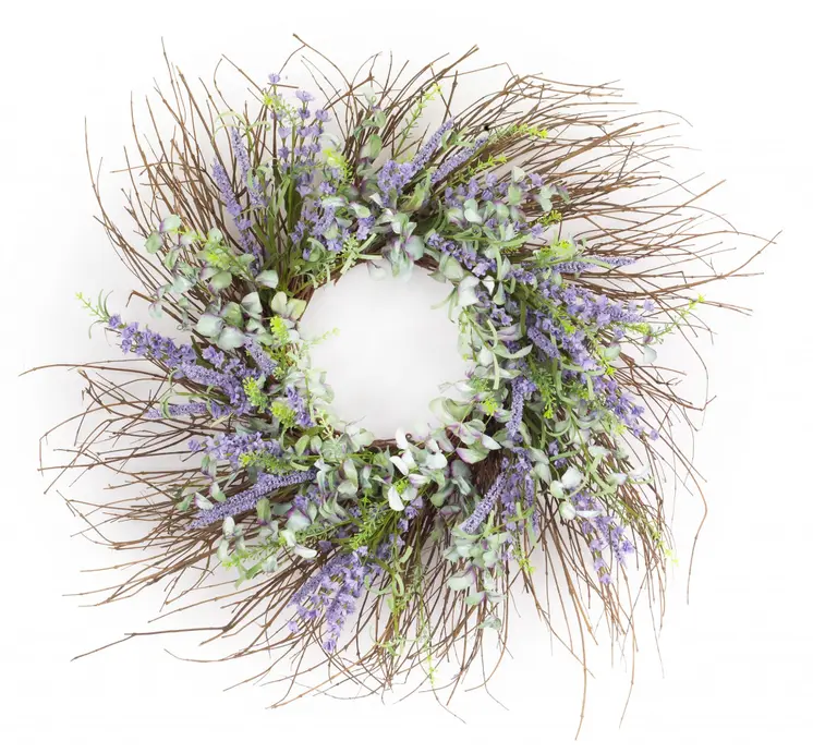 31" Purple Spring Twig And Mixed Assortment Artificial Wreath