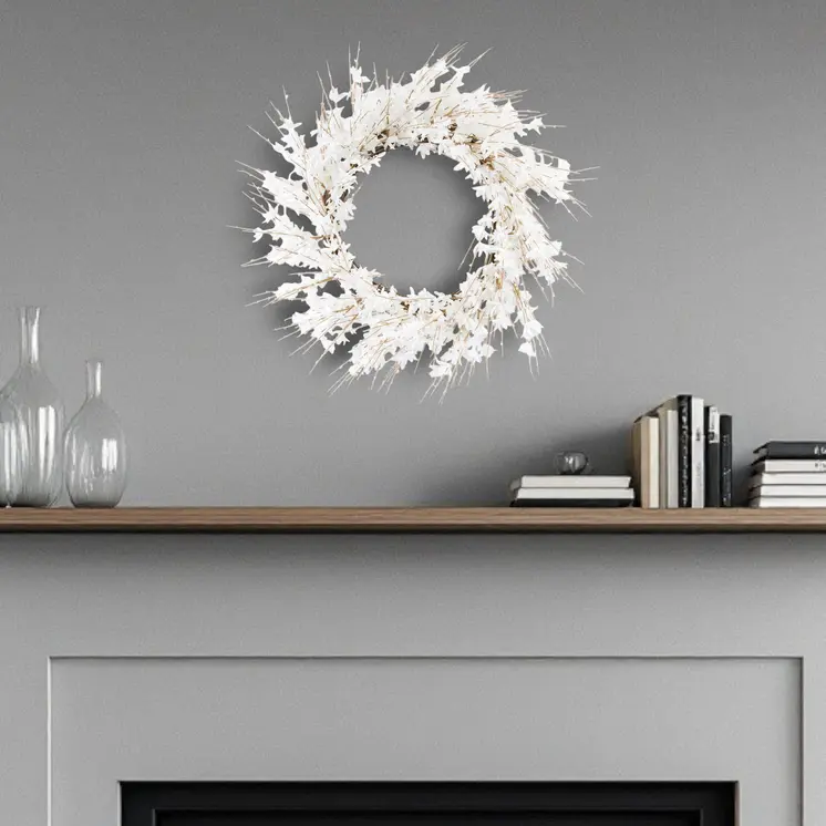 25" White Mixed Assortment Artificial Wreath