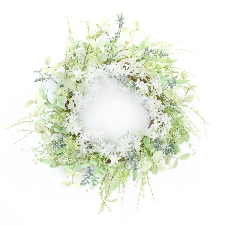 22" Green And White Mixed Assortment Artificial Wreath