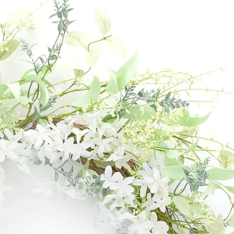 22" Green And White Mixed Assortment Artificial Wreath