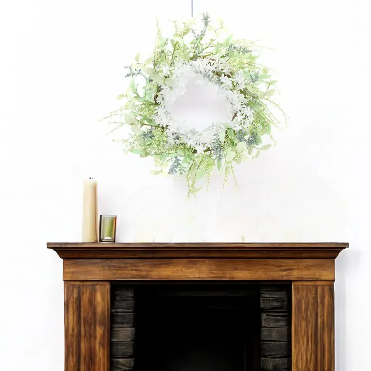 22" Green And White Mixed Assortment Artificial Wreath