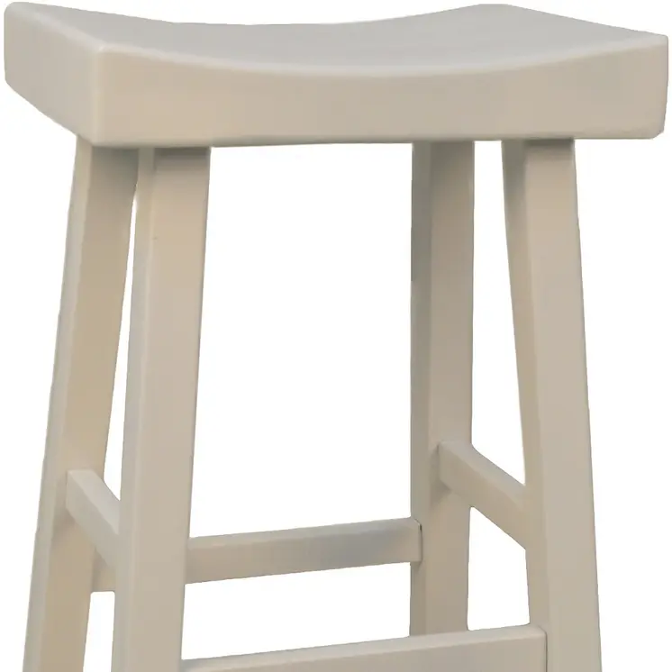 30" White Solid Wood Backless Bar Height Bar Chair
