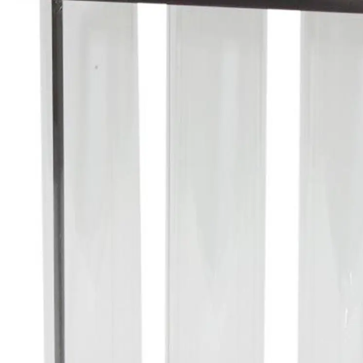 9" Clear And Brown Cylinder Metal Table Vase