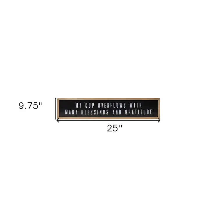 10" X 25" Natural Black And White Sentiment Plaque Wood Wall Decor
