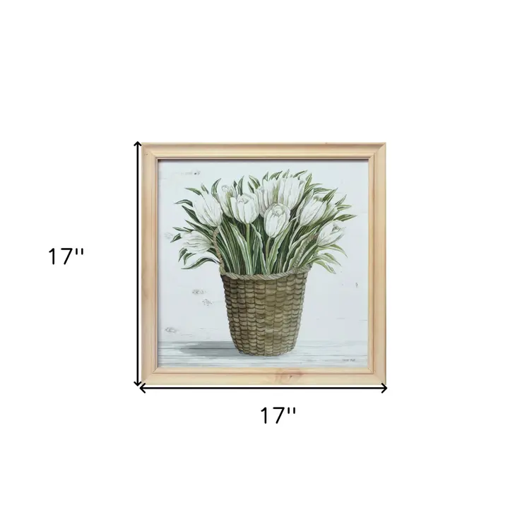 Set of Two Natural And Green Bouquet Floral Solid Wood Square Framed Art