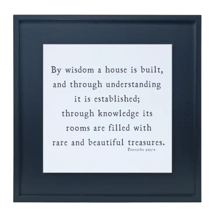 20" X 20" Black And White Bible Verse Solid Wood Square Wall Decor
