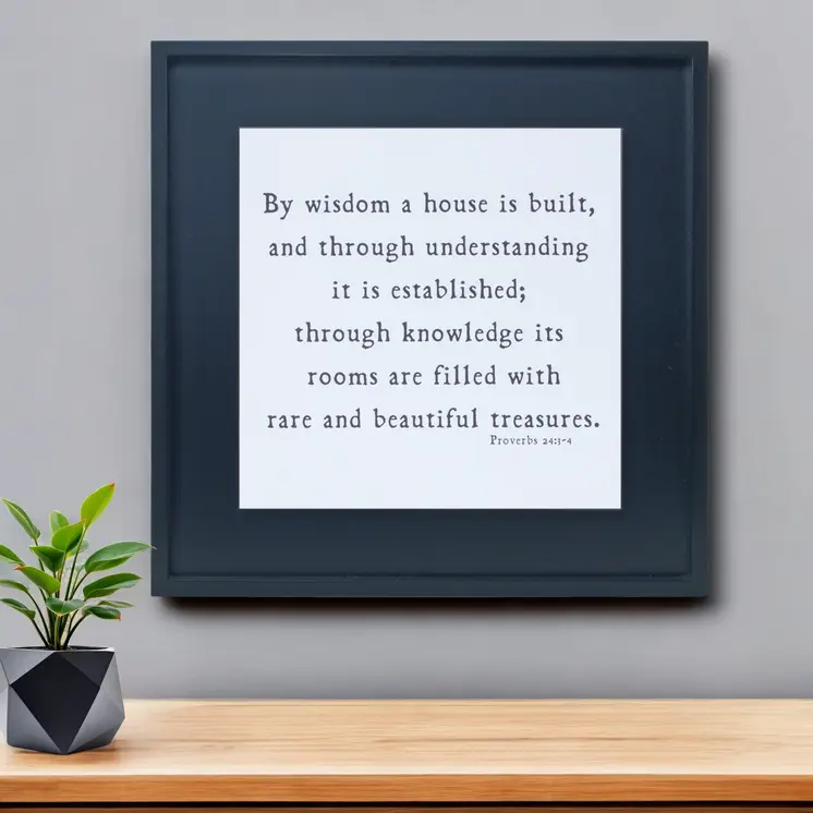 20" X 20" Black And White Bible Verse Solid Wood Square Wall Decor