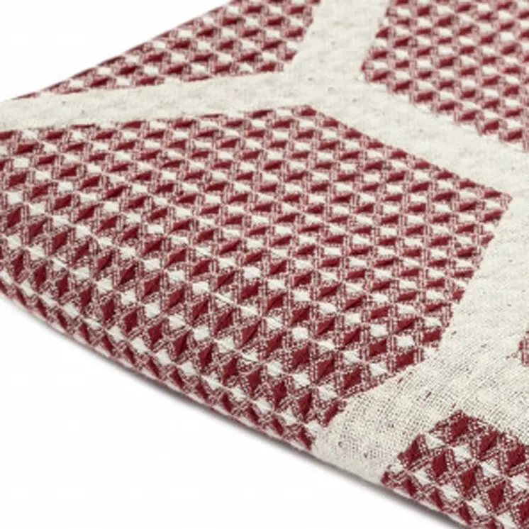 60" X 50" Red Woven Cotton Geometric Throw Blanket with Fringe