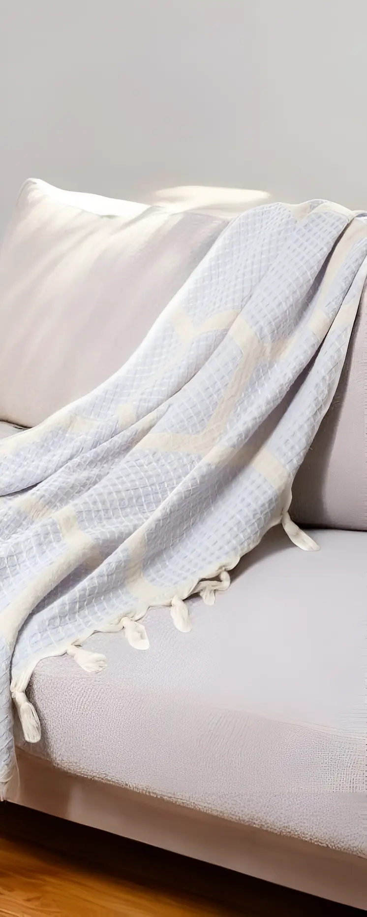 60" X 50" Purple Woven Cotton Geometric Throw Blanket with Fringe