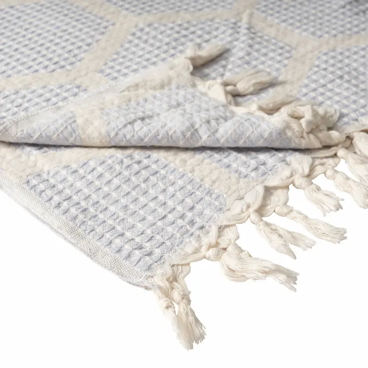 60" X 50" Purple Woven Cotton Geometric Throw Blanket with Fringe