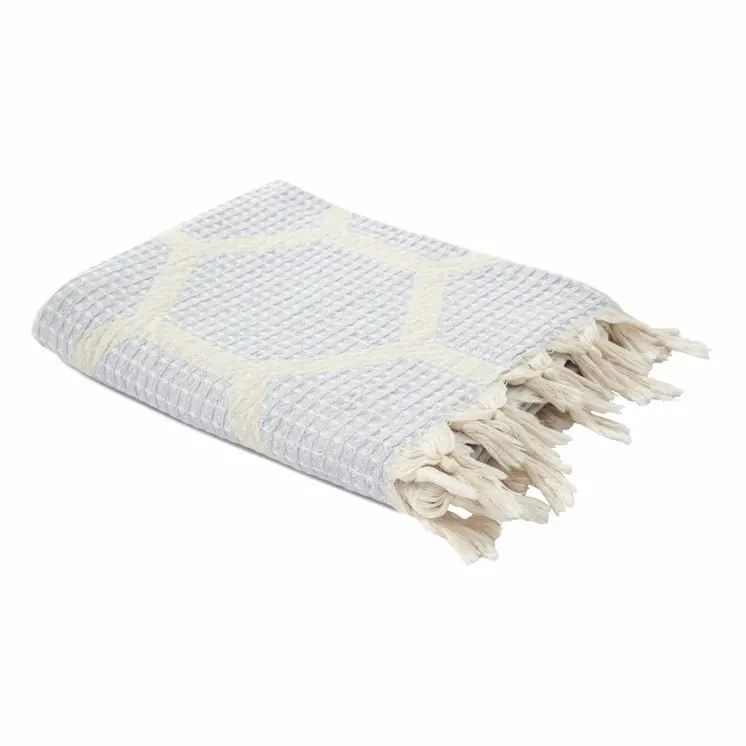 60" X 50" Purple Woven Cotton Geometric Throw Blanket with Fringe