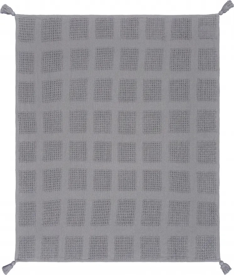 50" X 60" Gray Woven Cotton Throw Blanket with Tassels