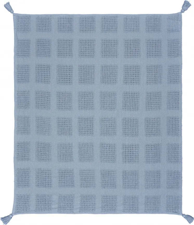 50" X 60" Blue Woven Cotton Throw Blanket with Tassels