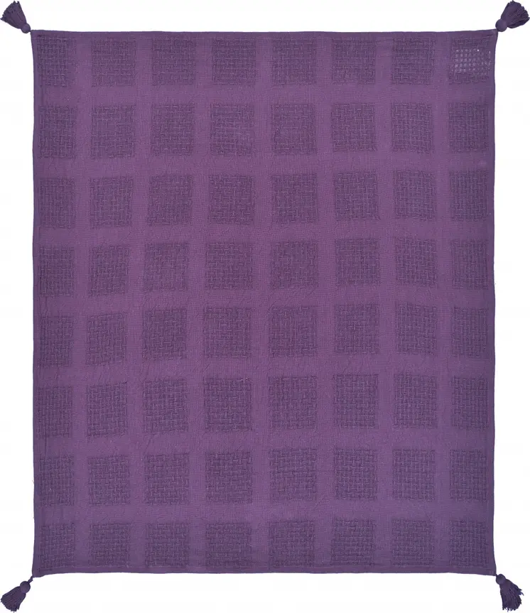 50" X 60" Purple Woven Cotton Throw Blanket with Tassels