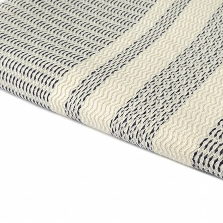 50" X 60" Blue and White Woven Cotton Striped Throw Blanket with Fringe