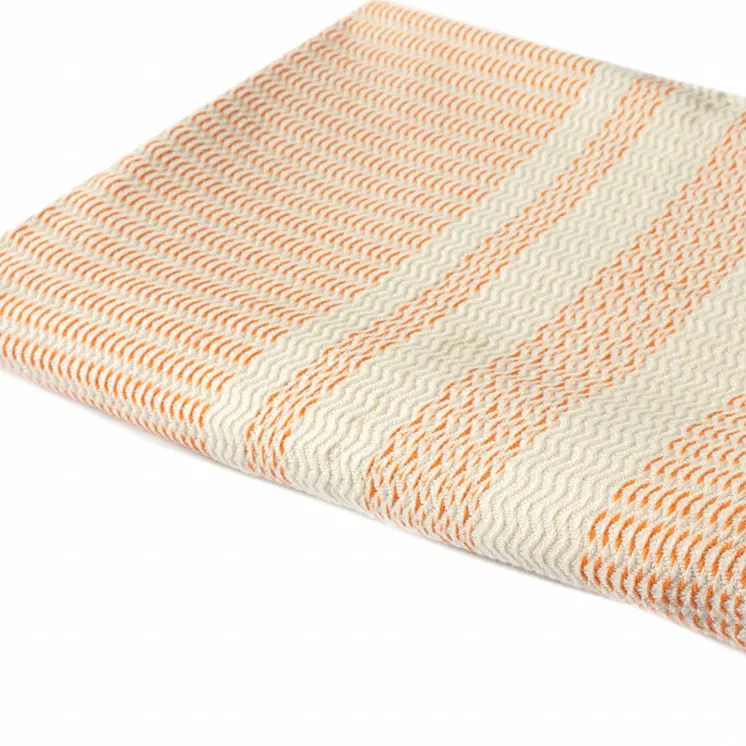 50" X 60" Orange Woven Cotton Striped Throw Blanket with Fringe