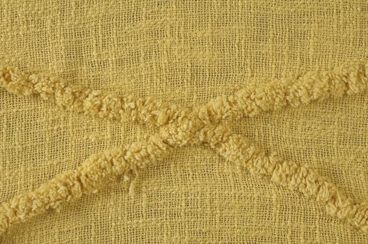 60" X 50" Yellow Woven Cotton Throw Blanket with Fringe