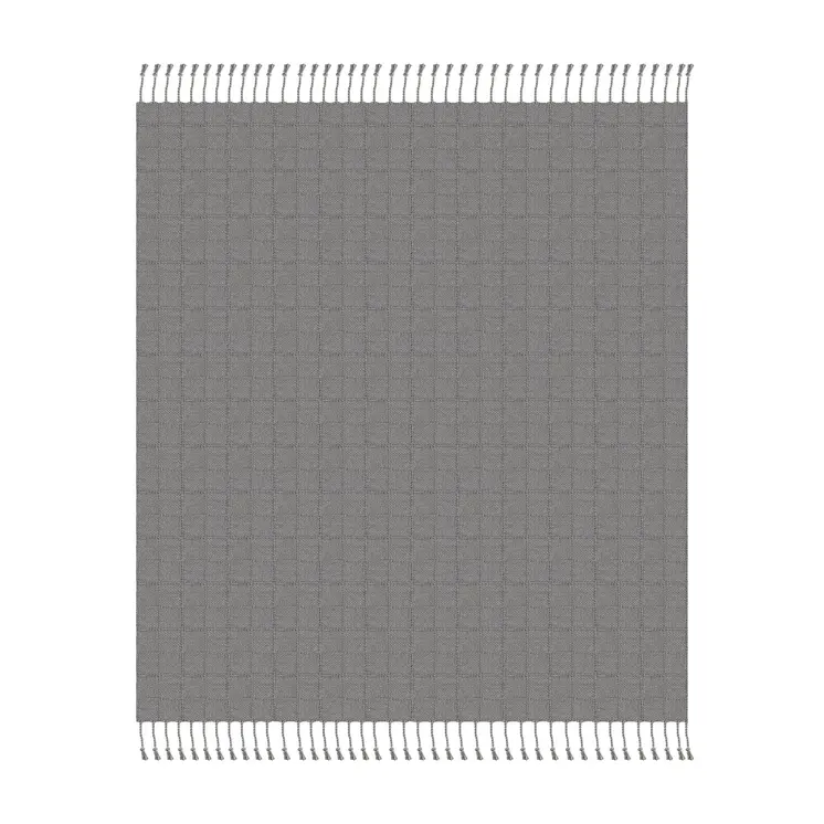 50" X 60" Gray Woven Cotton Throw Blanket with Fringe