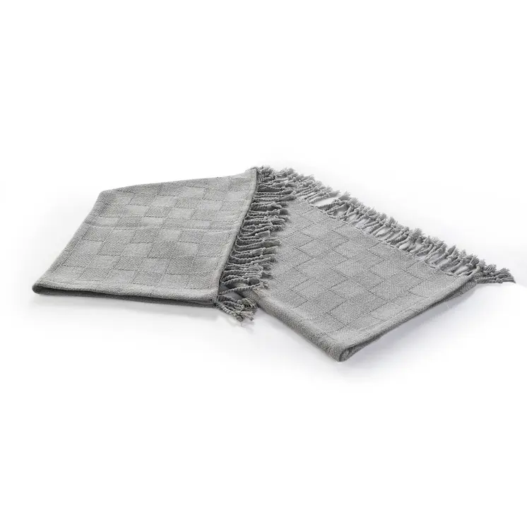 50" X 60" Gray Woven Cotton Throw Blanket with Fringe