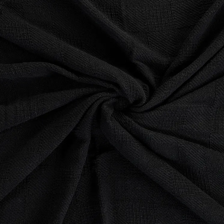 50" x 60" Black Woven Cotton Throw Blanket with Fringe