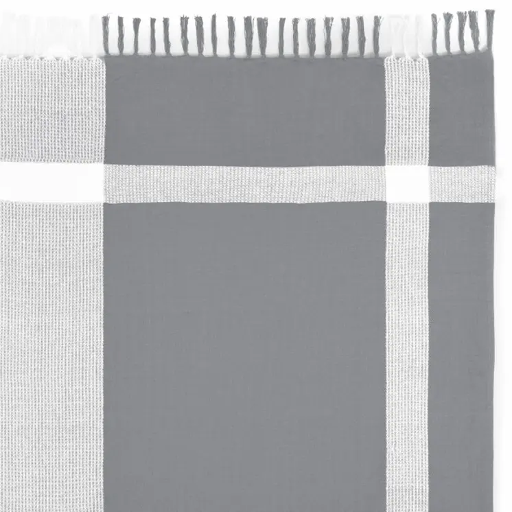 50" X 60" Gray Woven Cotton Checkered Throw Blanket with Fringe