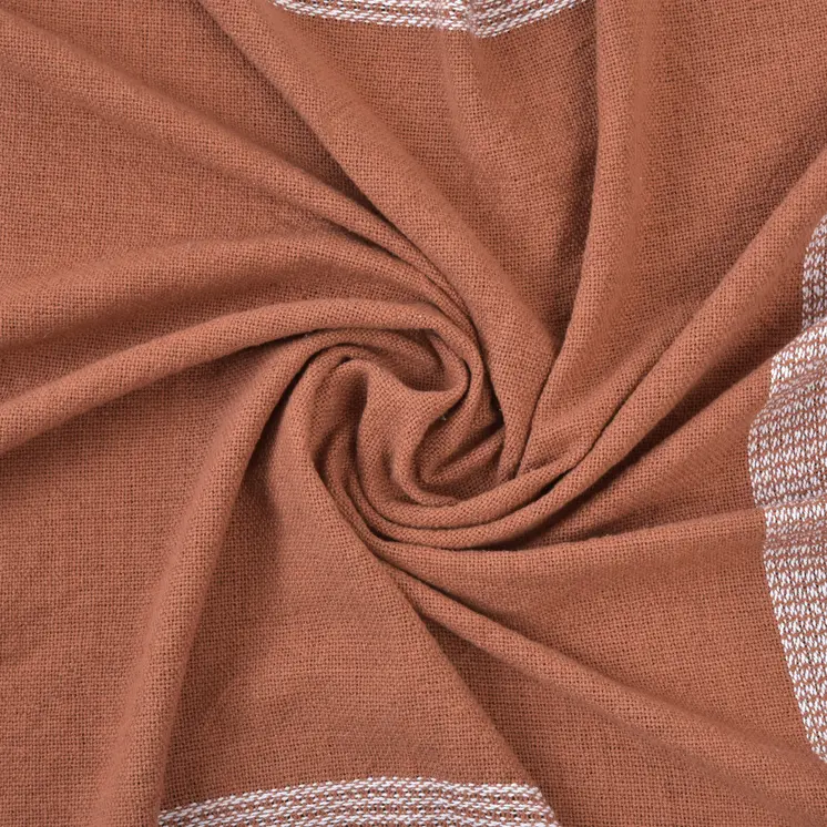 50" X 60" Brown and White Woven Cotton Checkered Throw Blanket with Fringe