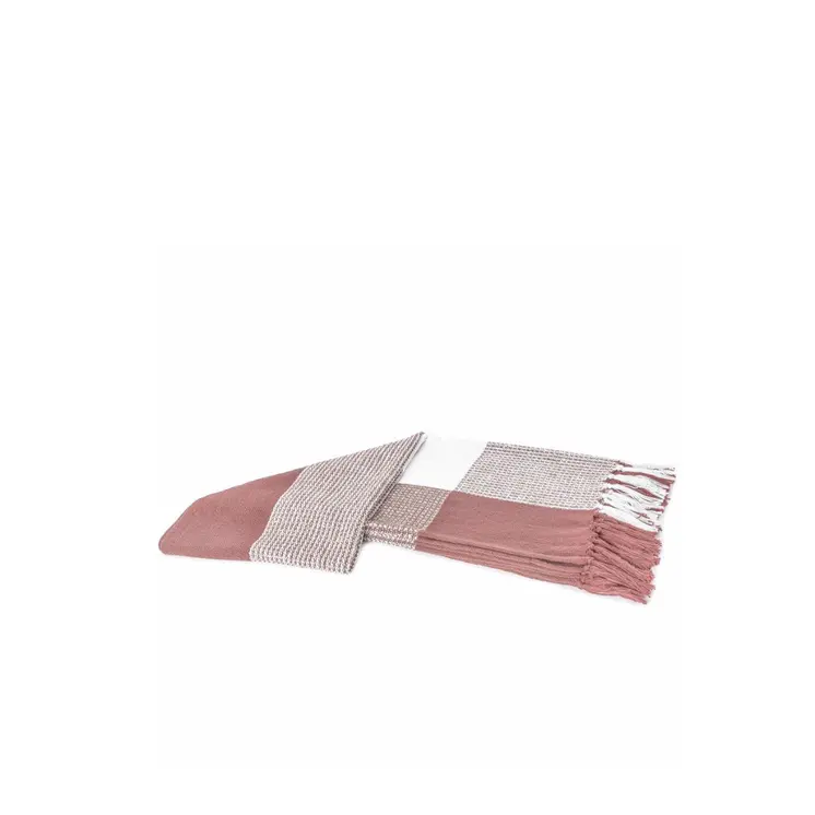 50" X 60" Pink Woven Cotton Checkered Throw Blanket with Fringe